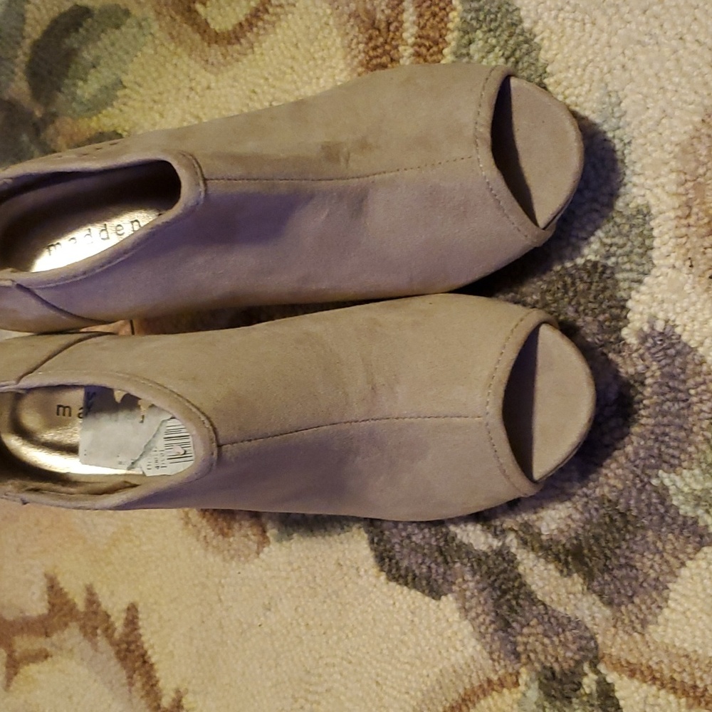 Beige Peep Toe Bootie